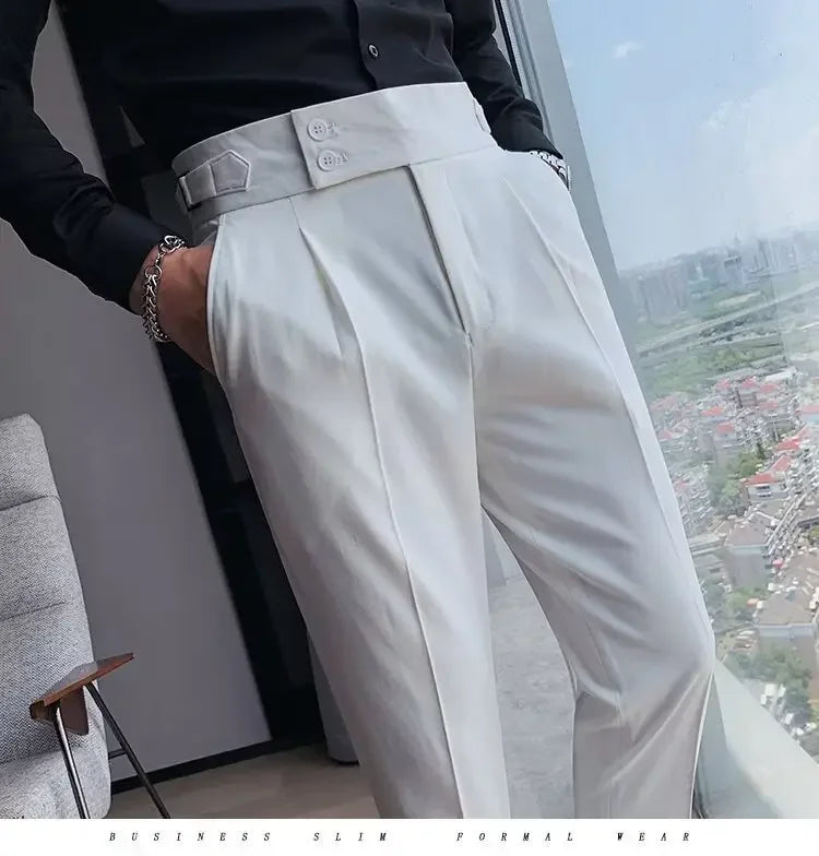 Men's luxury trousers double button