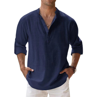 Men's linen V-neck shirt