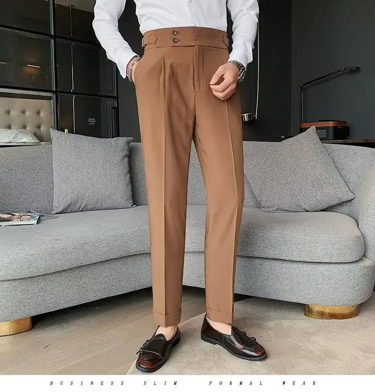 Men's luxury trousers double button