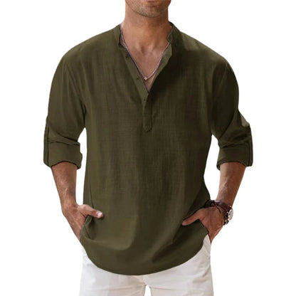 Men's linen V-neck shirt