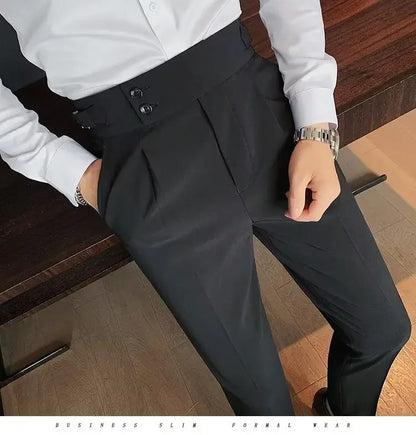 Men's luxury trousers double button