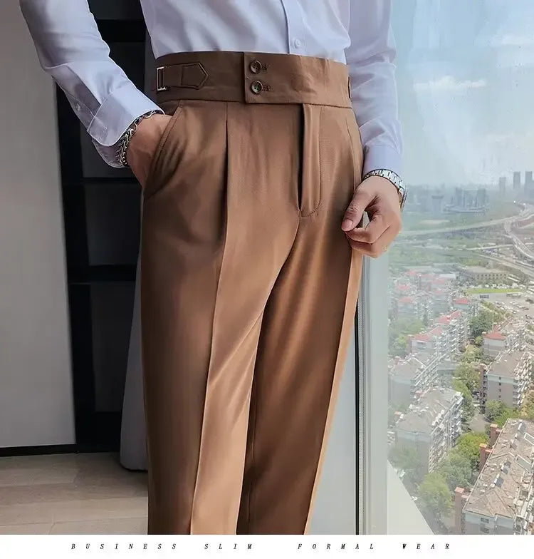 Men's luxury trousers double button