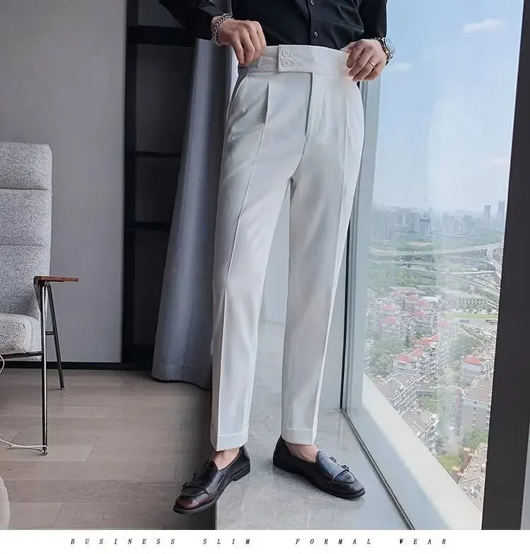 Men's luxury trousers double button