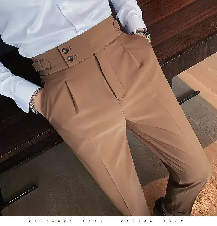 Men's luxury trousers double button