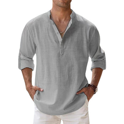 Men's linen V-neck shirt