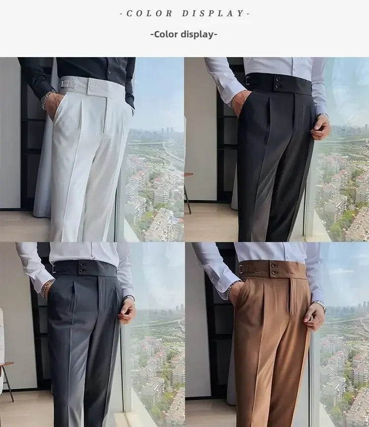 Men's luxury trousers double button