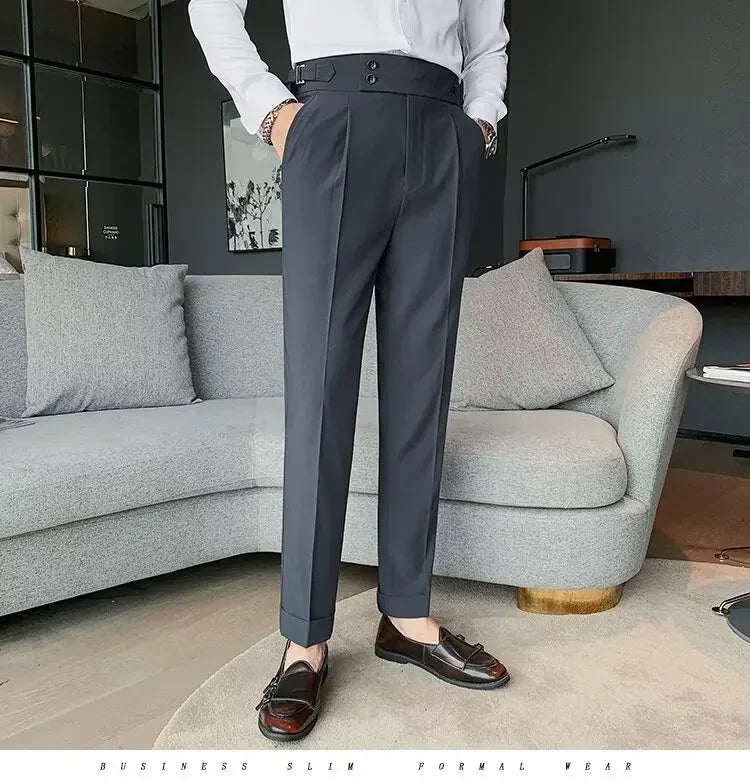 Men's luxury trousers double button