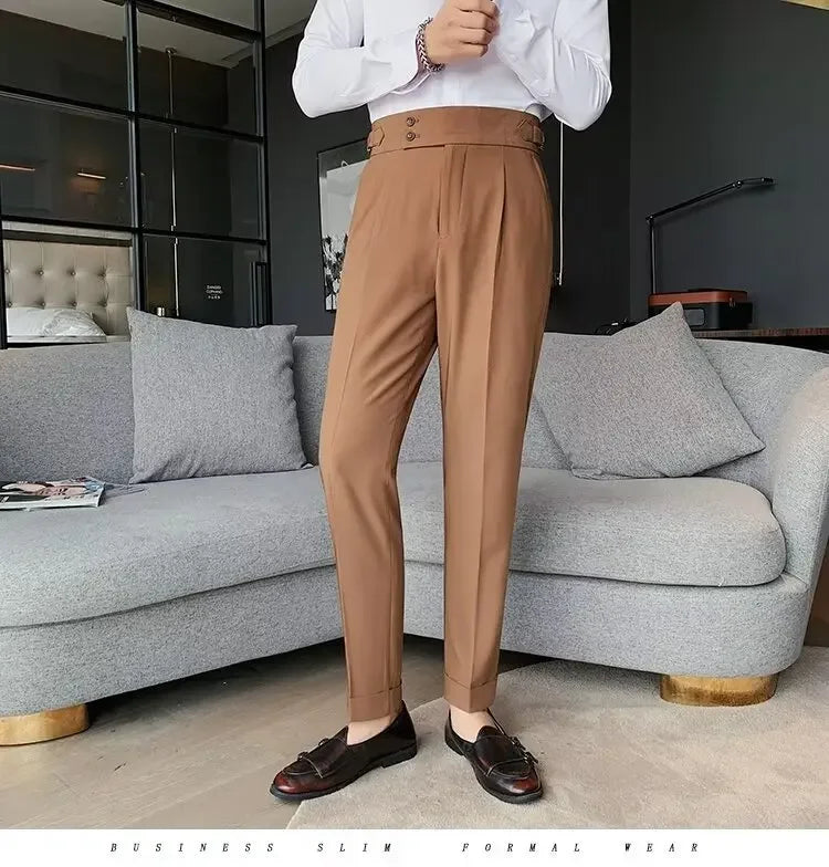 Men's luxury trousers double button