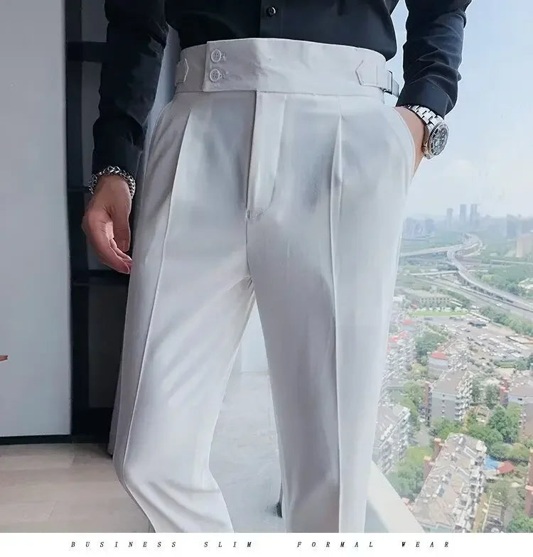 Men's luxury trousers double button