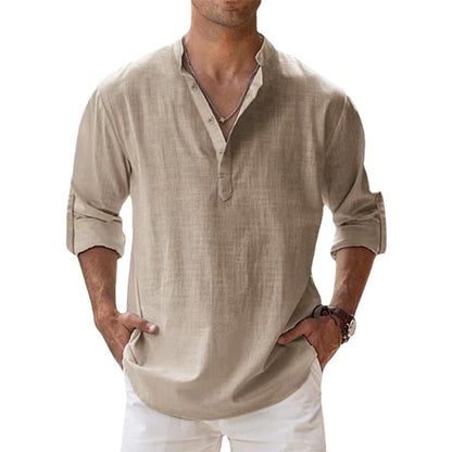 Men's linen V-neck shirt