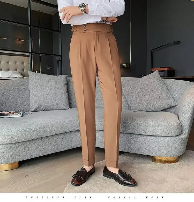 Men's luxury trousers double button