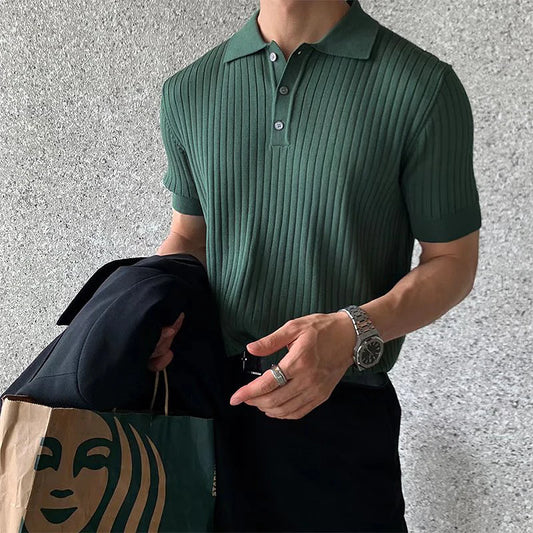 Men's short sleeve textured Polo Shirt